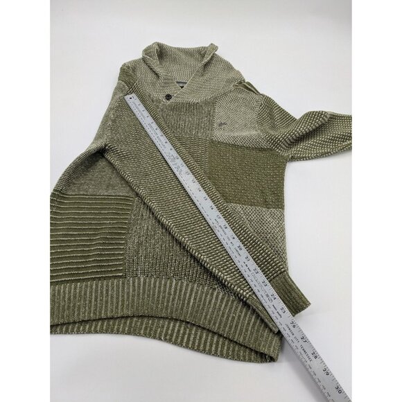 A. Tiziano Size Medium Green Long Sleeve Shawl Collar Sweater 100% Cotton - Picture 5 of 8